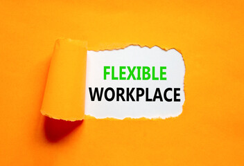 Flexible workplace symbol. Concept words Flexible workplace on beautiful white paper. Beautiful...