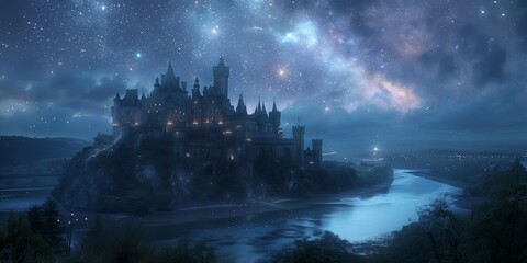 Naklejka premium Castle on the Hill, generative ai