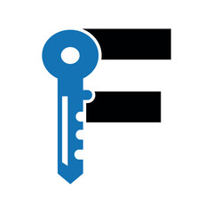 Key Logo combine with letter F vector template
