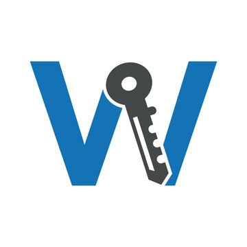recommend clip art: Key Logo combine with letter W vector template