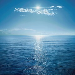 Fototapeta premium Ocean Banner. Panoramic View of Sunset over Beautiful Orange Seascape