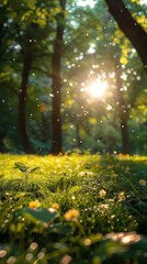 Sun Shining Through Trees in Park