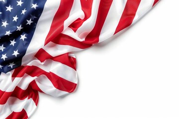 A top-down perspective of an American flag and patriotic elements with 'VETERANS DAY' written in white capital letters on a clear white background.