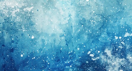 Obraz premium Gradient Splatter. Abstract Blue Paint Background with White Splatter in Vintage Winter Style