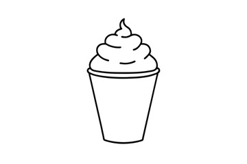 Cup ice cream line art vector illustration