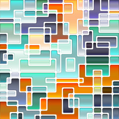 abstract vector stained-glass mosaic background - blue and orange