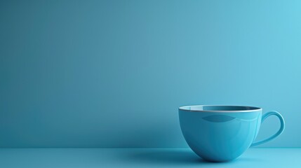 Blue Coffee Cup: Hot Drink with Colourful Blue Background for Cafes