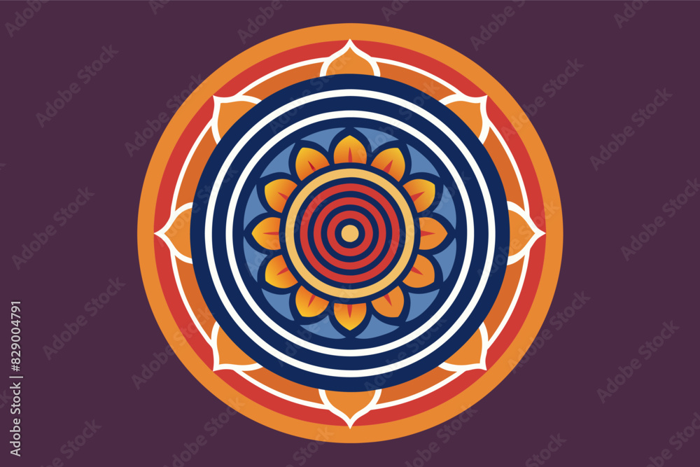 Poster a colorful circular design with a flower in the middle