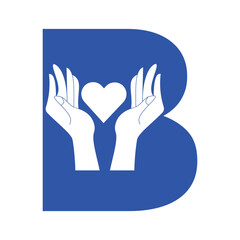 Initial Hand Love Logo combine with letter B vector template