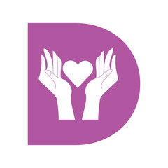 Obraz premium Initial Hand Love Logo combine with letter D vector template