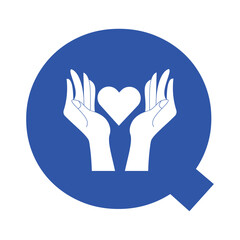 Fototapeta premium Initial Hand Love Logo combine with letter Q vector template