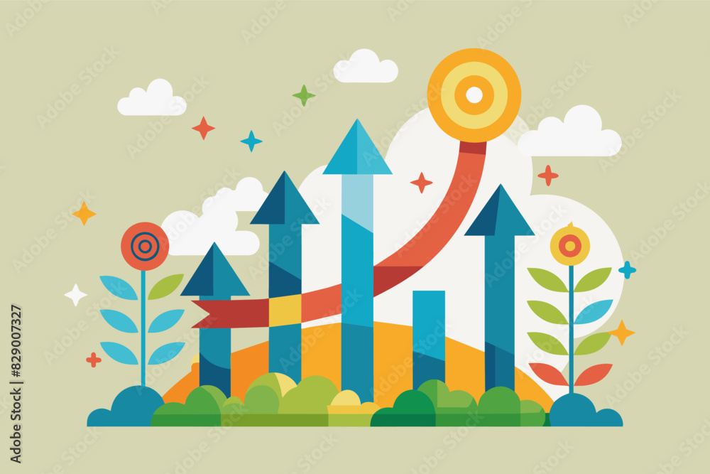 Aufkleber a graphic of a business growth chart, An image depicting the progress of a business on a growth chart.