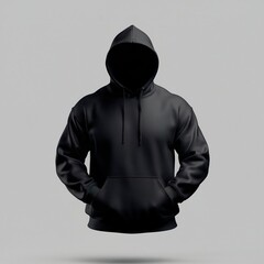 Blank empty black hoodie in front view