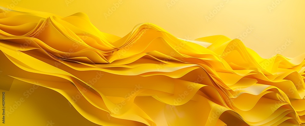 Canvas Prints Zooming into a corner of a mesmerizing abstract landscape, where layers of folded paper create an illusion of depth and texture, set against a vivid yellow background.