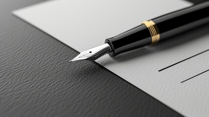 Fototapeta premium Close-up photo of a fountain pen on a piece of paper.