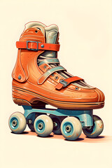 Fototapeta premium vintage style illustrated roller skates, roller skating vintage illustration, 3 color vintage roller skates