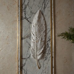 panel wall art, marble background with feather designs , wall decoration	