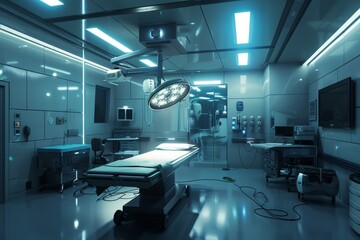 Spacious and modern operating room with state-of-the-art equipment and natural light during the day