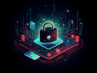 Internet and data security, Cybersecurity and privacy concepts to protect data. Lock icon and internet network security technology. digital security background, Cloud and Hosting Security