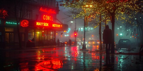 Urban Solitude at Night, generative ai