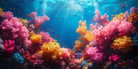 Fototapeta premium Coral Spawning Spectacle, generative ai