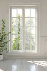 Fototapeta premium Interior with window and green plant, suitable for home decor