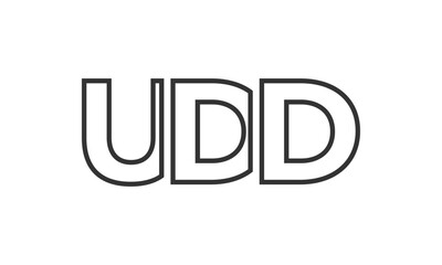 UDD logo design template with strong and modern bold text. Initial based vector logotype featuring simple and minimal typography. Trendy company identity.