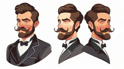 Gentleman avatar illustrated in vector format, isolated on a white background