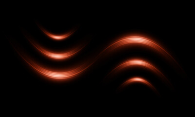 Illustration of golden dynamick lights linze effect isolated on black color background. Abstract background for science, futuristic, energy technology concept. Digital image lines with light 