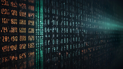  Ciber security concept. Binary code in background, encrypted data protected by security system.  AI generated image, ai