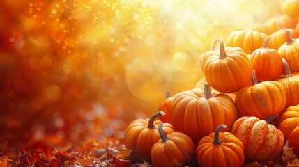 Pumpkin on Top of Leaves