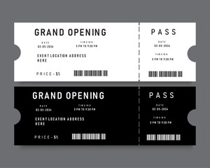 black white opening event ticket pass