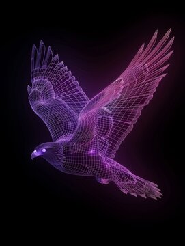 recommend clip art: In the tranquil twilight, a lavender glow accentuates a hawk silhouette against a black background
