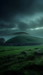At night in Newgrange Ireland a soft glow penetrat_002