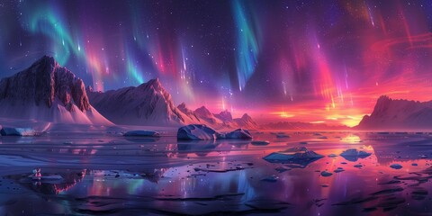 Iceberg Glow: Majestic Aurora Borealis, generative ai