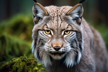 Close up of wild Lynx wildcat in forest