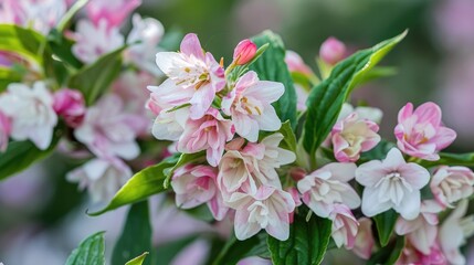 Obraz premium Weigela with black and white colors