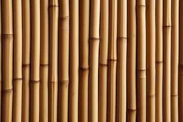 Beige bamboo stalks wall, decorative, natural background, vertical fence, banner with texture pattern, organic eco friendly material
