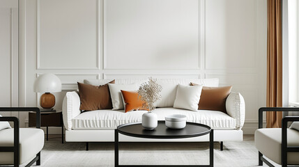 Art Home. Contemporary Interior with white sofa and painting