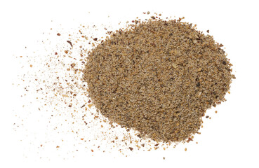 Ground black peppercorns on isolated background, spice