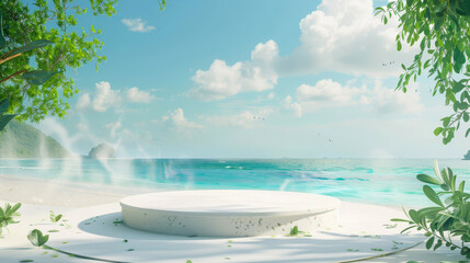 Beach Podium Summer Background for 3D Product Display