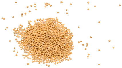 Scattered mustard seeds on isolated background