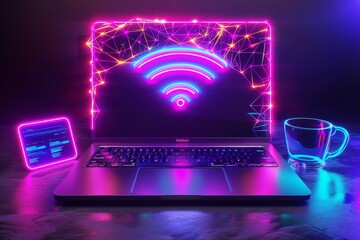 Futuristic wireless network performance on a digital stage, emphasizing the high speed and reliability of modern connectivity technology