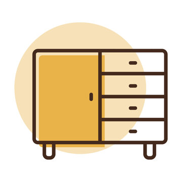recommend clip art: Bedside dresser vector icon. Chest of drawer