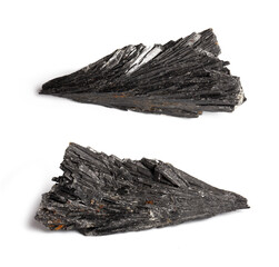 Black Kyanite Raw - Witches Broom stone. Isolated background. Collecting and magic concept. A hand-taken photo, not AI