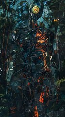 Shattered Mosaic of Fiery Reflections in the Darkness