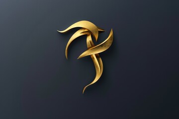 Fototapeta premium A golden letter R on a dark background. Suitable for typography design