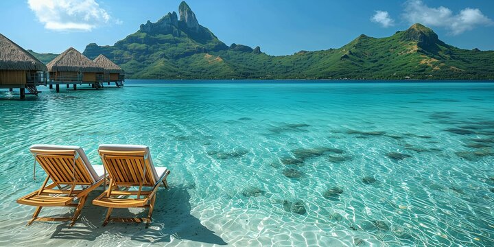 Breathtaking Views of Bora Bora's Mount Otemanu, generative ai