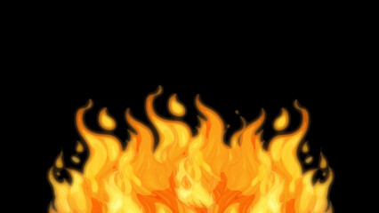 Orange flames on a black background. Ideal for branding, marketing, and creative projects. Represents energy, passion, and modern aesthetics. Suitable for tech companies and creative agencies.