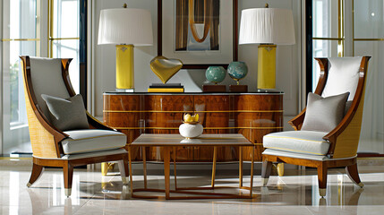 Art Home. Modern interior with commode and chairs